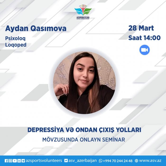 "Depressiya və ondan çıxış yolları" mövzusunda onlayn seminar.