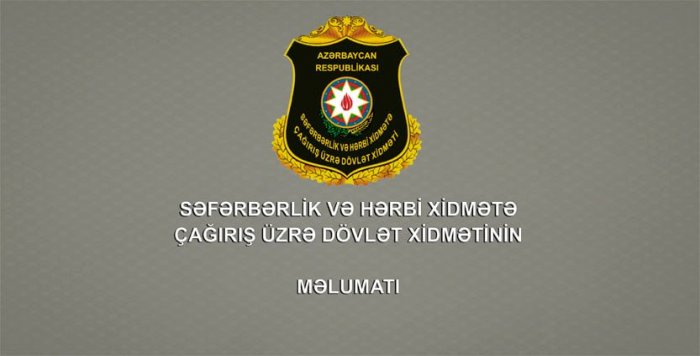 İyunun 25-30 tarixlərində Silahlı Qüvvələr üzrə xidmət yerlərinə təyinatla bağlı Səfərbərlik və Hərbi Xidmətə Çağırış üzrə Dövlət Xidməti  (SHXÇDX) tərəfindən SMS vasitəsilə məlumatlandırılacaqlar.