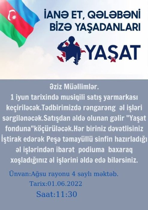 Dağlıq Şirvan Regional Təhsilİdarəsinin Ağsu Rayon Təhsil Sektoru gözəl təşəbbüslə çıxış etmişlər.