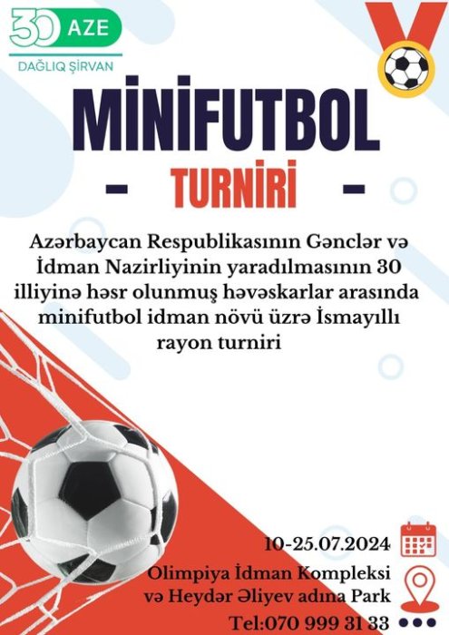 Oyunlar İsmayıllı Olimpiya İdman Kompleksində və  İsmayıllı rayon Heydər Əliyev adına parkda minifutbol meydançasında keçiriləcəkdir.