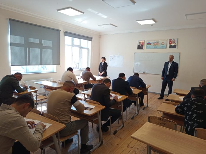 Gənclərin çağırışaqədərki hazırlığı rəhbəri vəzifəsinə işə qəbul üzrə müsabiqənin test imtahanı mərhələsi keçirilib. Gənclərin çağırışaqədərki hazırlığı rəhbəri vəzifəsinə işə qəbul üzrə müsabiqənin test imtahanı mərhələsi keçirilib.