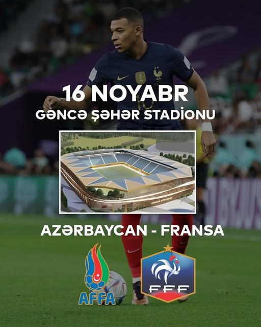 DÇ-2026-nın seçmə mərhələsində Fransa ilə oyunu Gəncədə keçiriləcək. DÇ-2026-nın seçmə mərhələsində Fransa ilə oyunu Gəncədə keçiriləcək.
