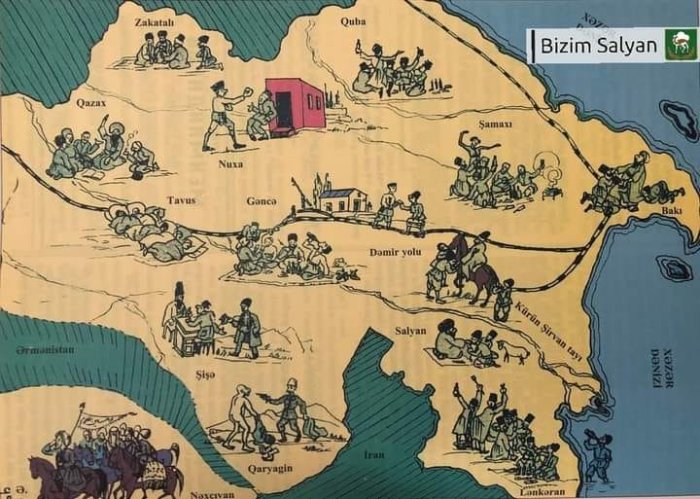 Molla Nəsrəddin Jurnalından 1923-ci ildən belə bir xəritə var.....Çox pozetiv diyarıq...... Molla Nəsrəddin Jurnalından 1923-ci ildən belə bir xəritə var.....Çox pozetiv diyarıq......